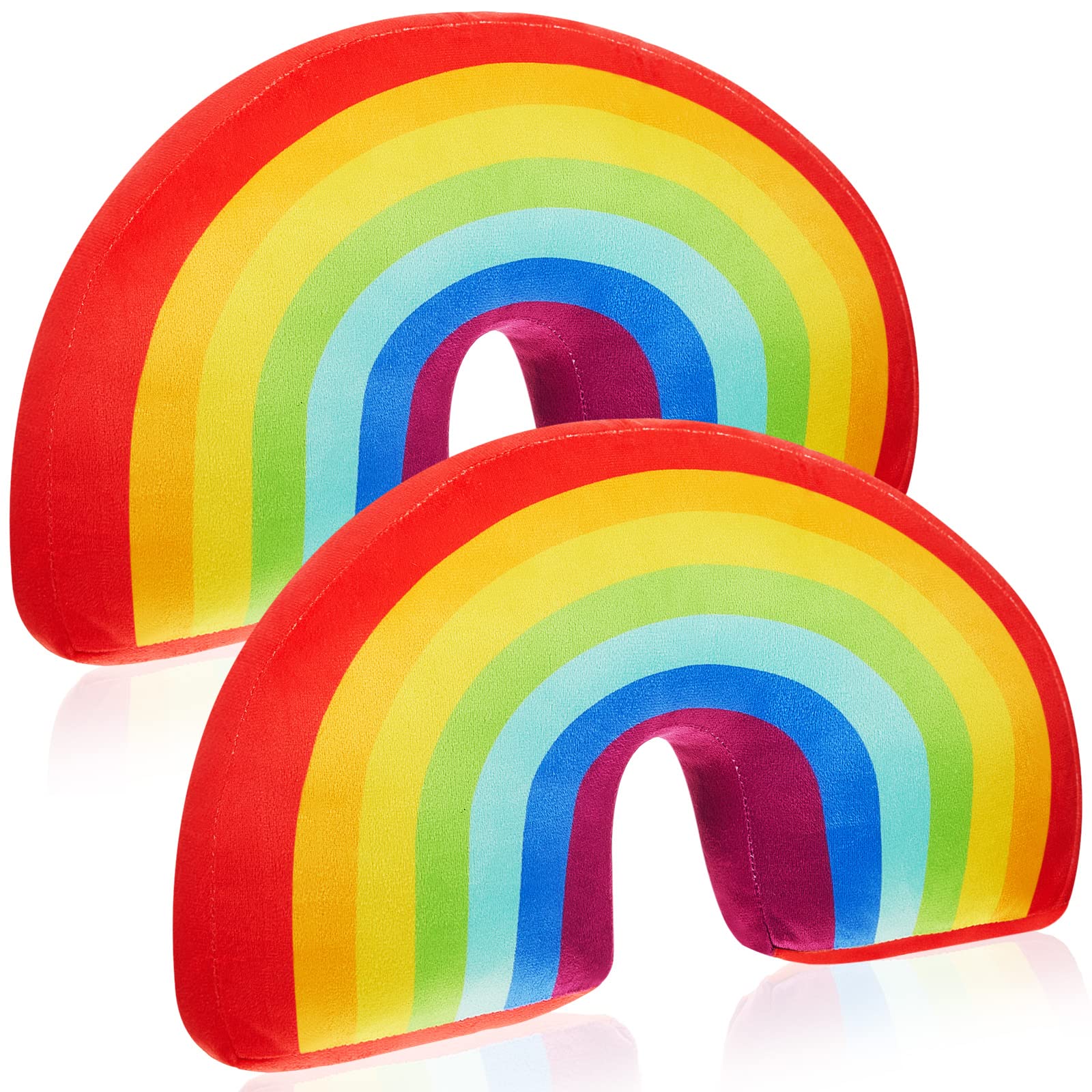 Chunful 2 Pcs Rainbow Pillow For Girls Kids 13.8 X 8.7 X 4 Inch Plush Cute Rainbow Throw Pillow Arch Shaped Floor Cushion Stuffe
